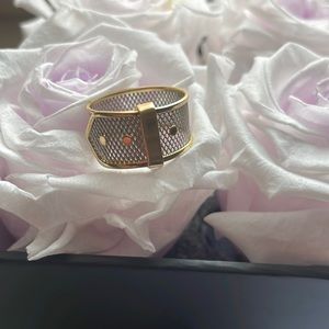 [Vintage] Platinum Mesh and 18K Gold Belt Ring